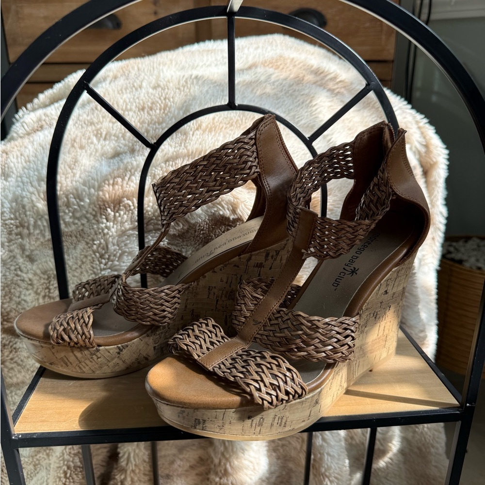 Montego Bay Club Tan Woven Wedges